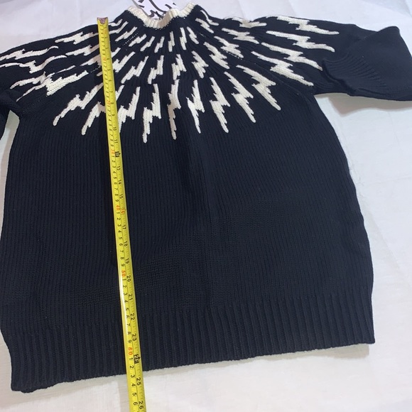 525 America wool sweater pullover turtleneck knit contrast cotton zigzag retro L - Picture 13 of 16